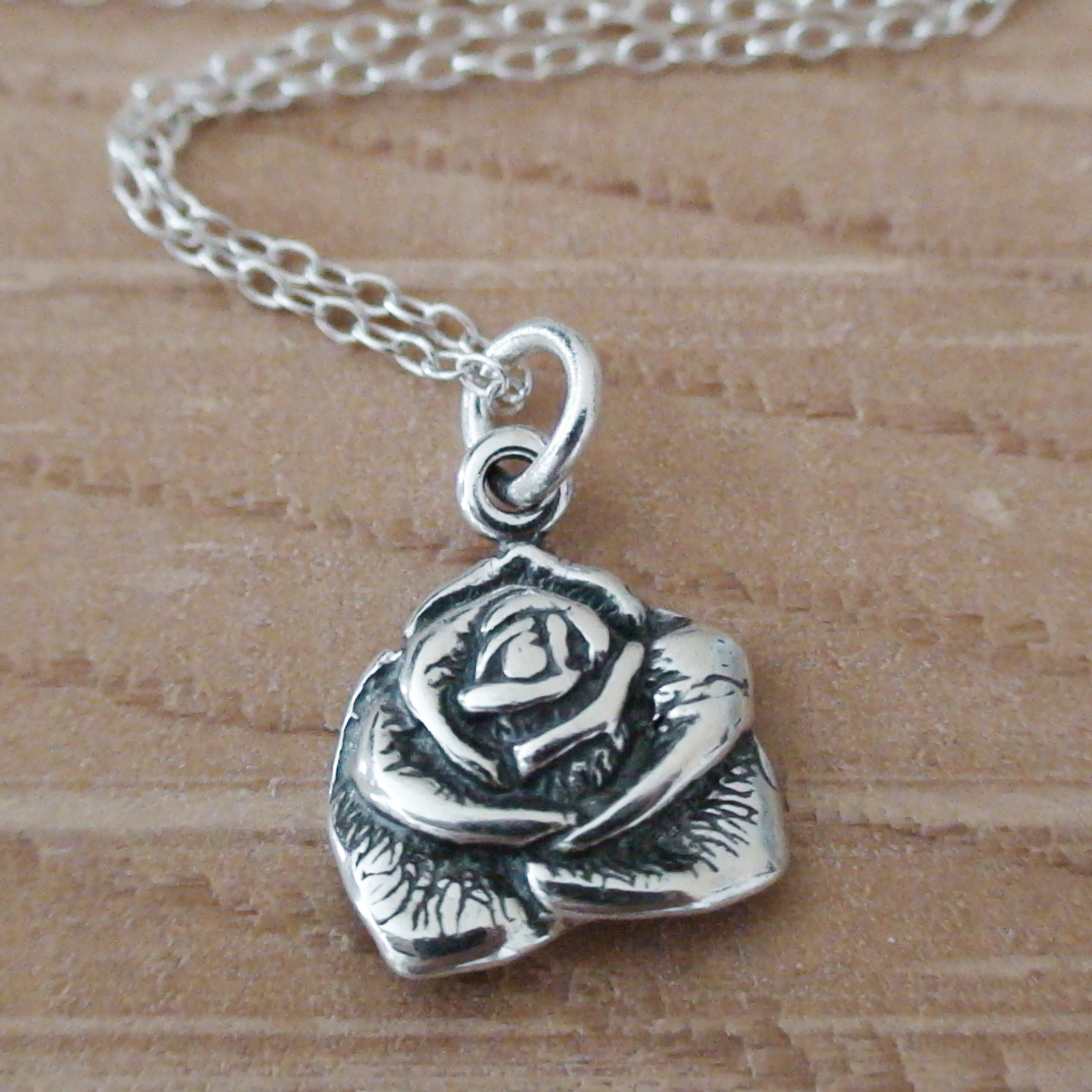 Rose Flower Pendant Necklace - 925 Sterling Silver
