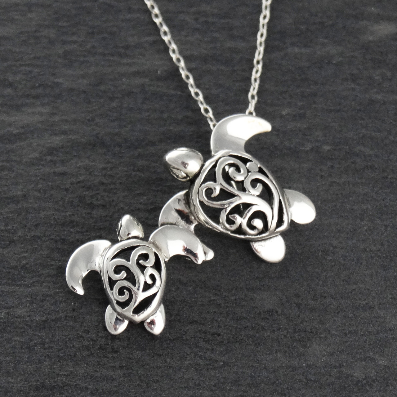Sterling Silver 3D Sea Turtles Necklace | FashionJunkie4Life