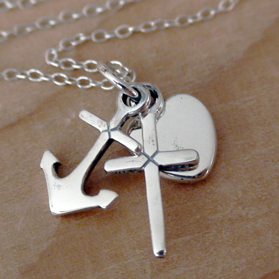 FAITH HOPE and CHARITY Sterling Silver Charm Necklace