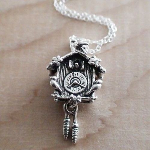 Cuckoo Clock Pendant Necklace - 925 
