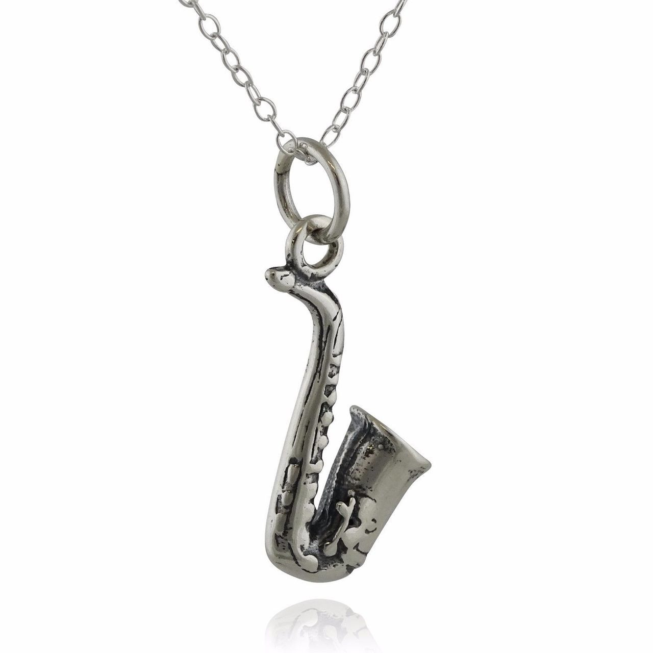 Saxophone Necklace 925 Sterling Silver FashionJunkie4Life