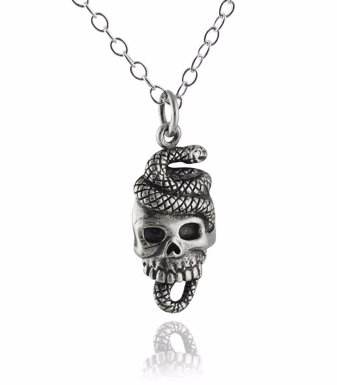 silver skull necklace