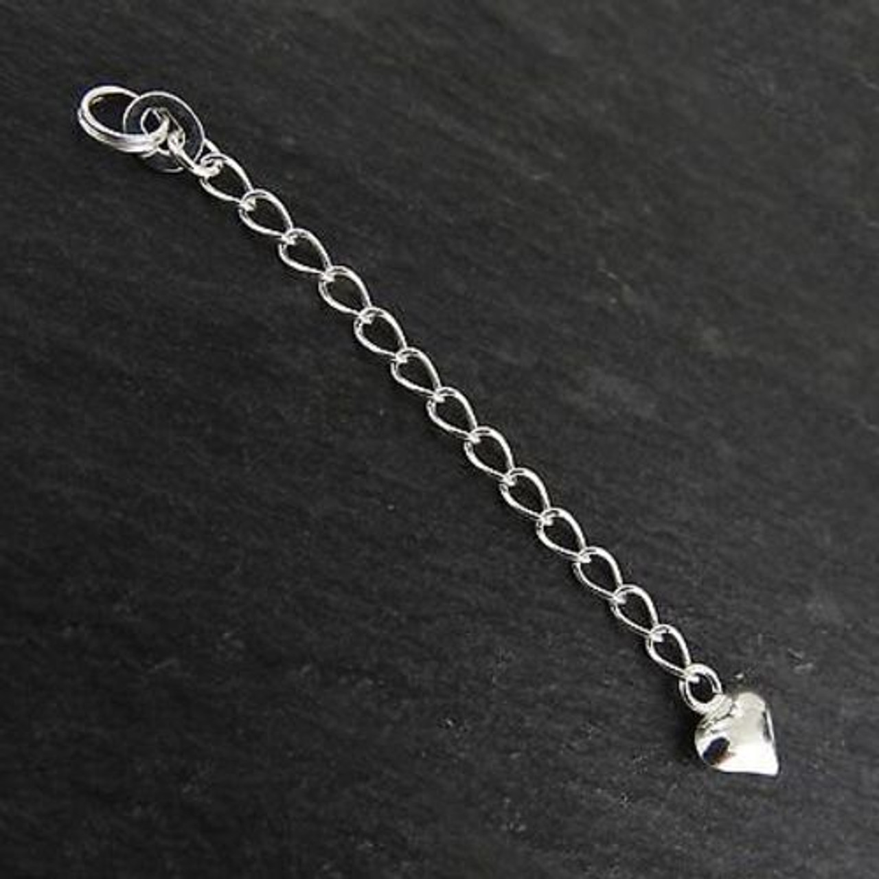 Sterling Silver 2 Necklace Chain Extender, Heart Extension, Split
