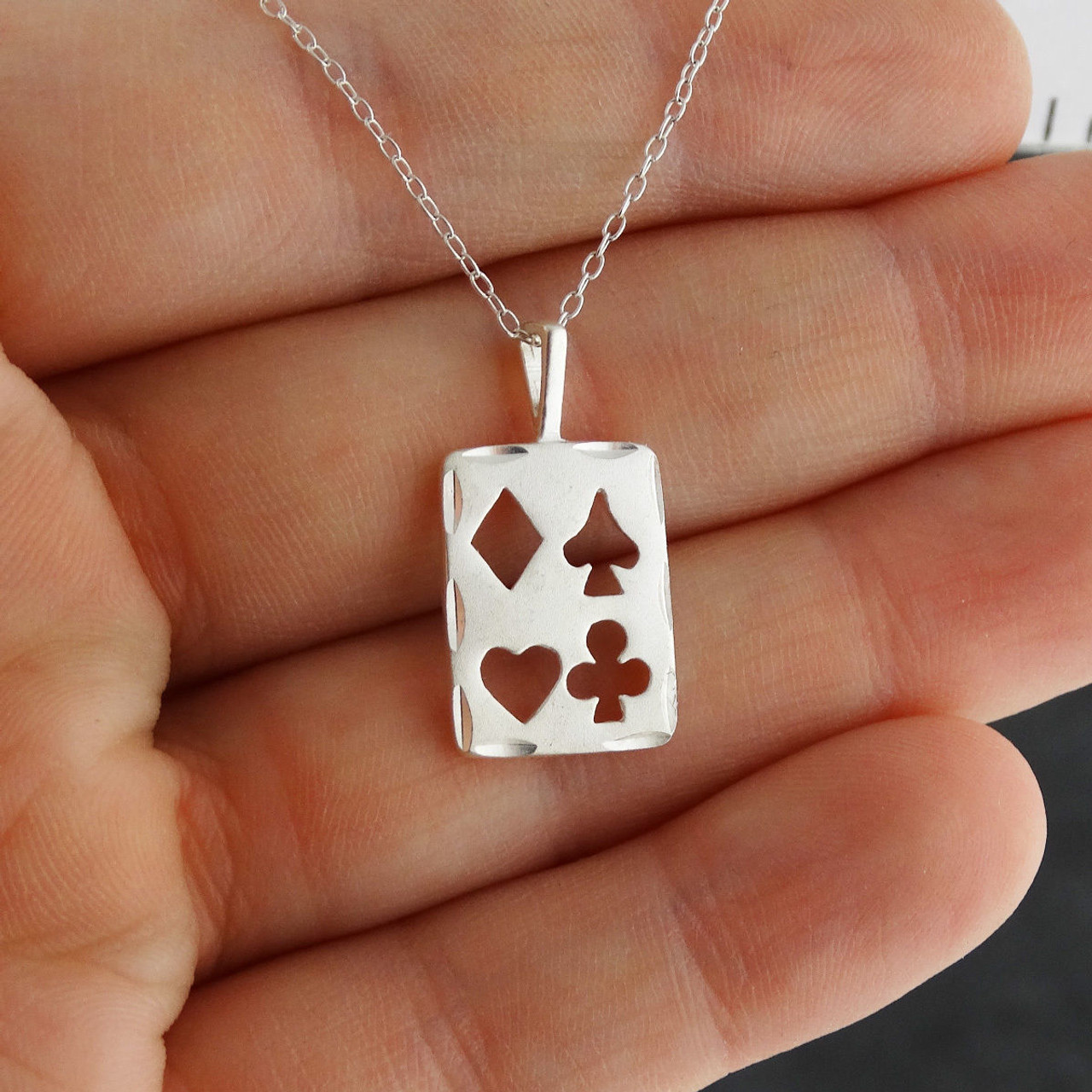 Ace of spades playing card pendant - fused glass | Felt