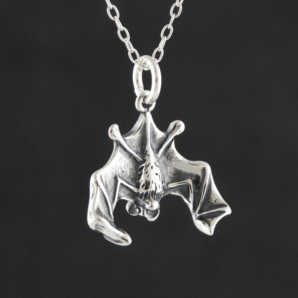 Hanging Bat Necklace 925 Sterling Silver FashionJunkie4Life