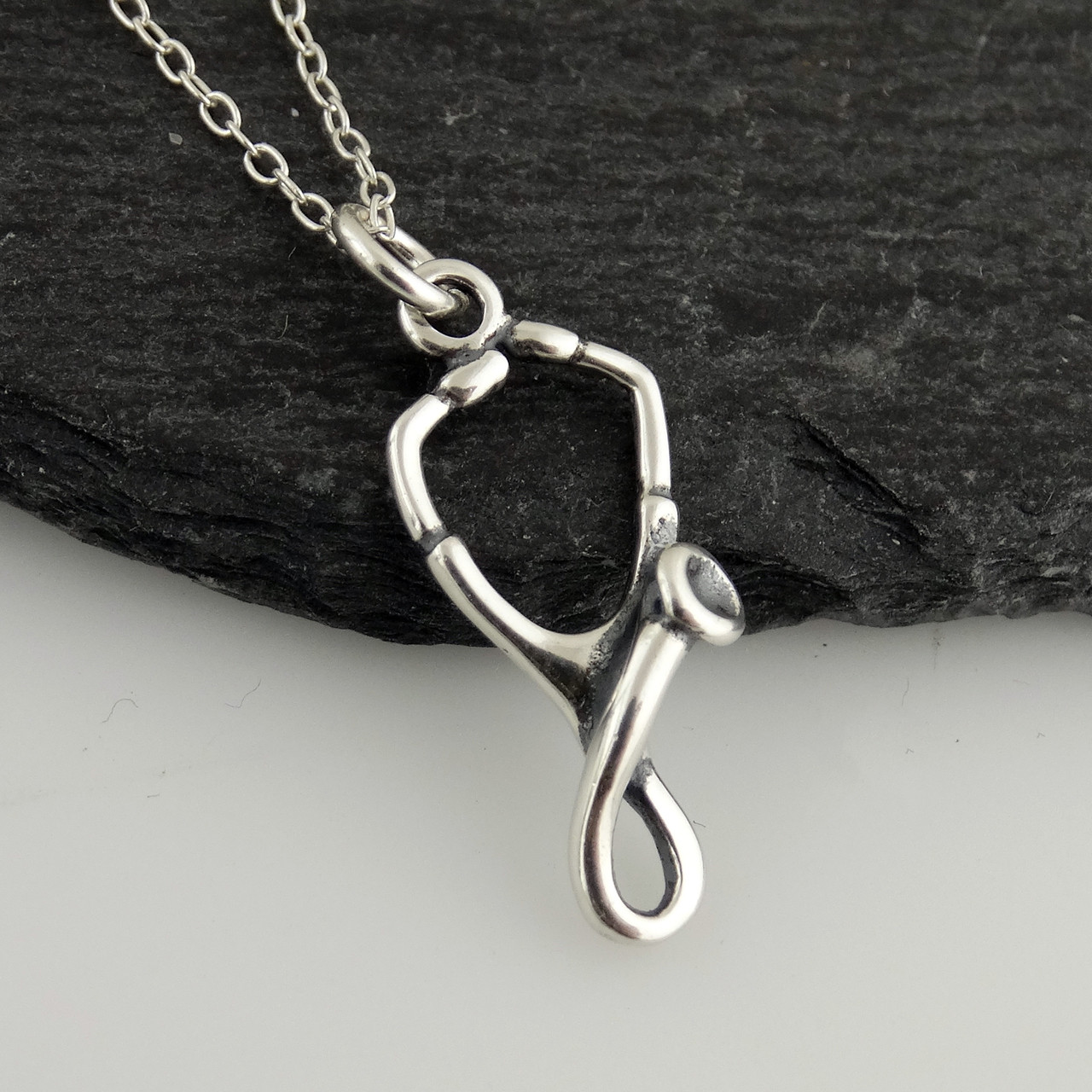 Stethoscope Charm Necklace Sterling Silver FashionJunkie4Life