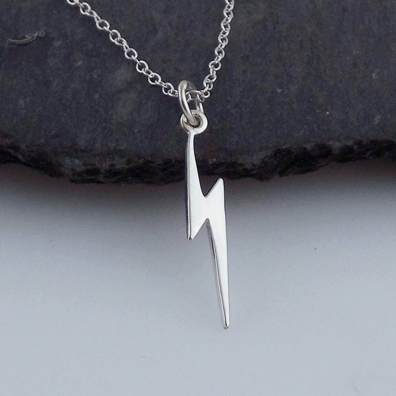 Amazon.com: Lightning Bolt Necklace - 925 Sterling Silver - Outline Pendant  Bolt Charm Pendant Necklace for Women : Clothing, Shoes & Jewelry