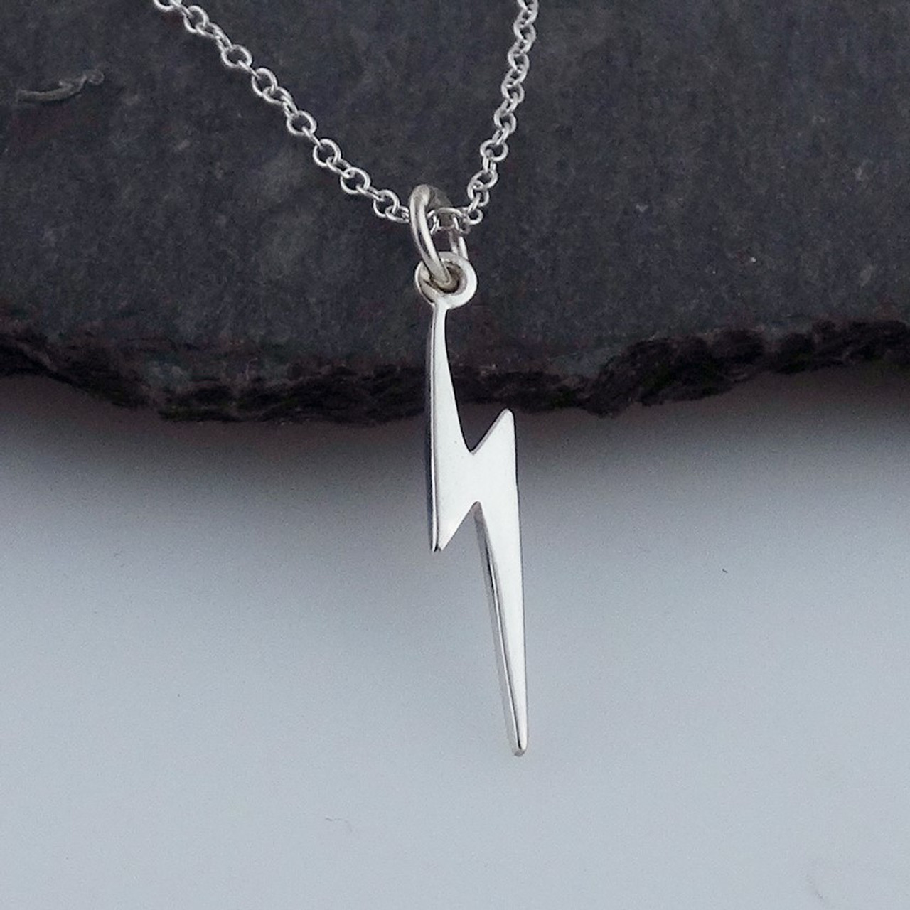Sterling Silver Lightning Bolt Star and Moon Necklace
