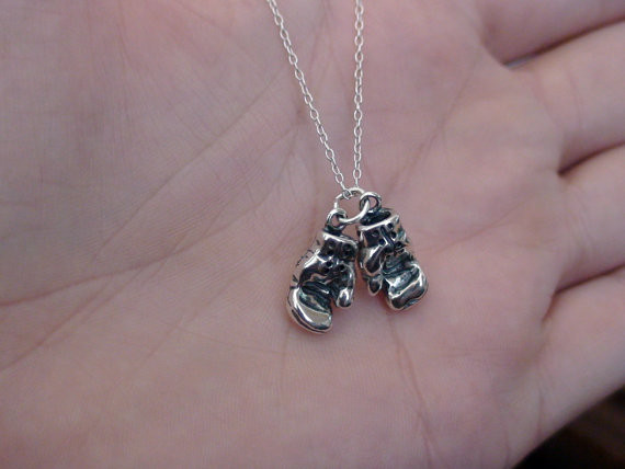 BOXING GLOVES Sterling Silver Charm Necklace