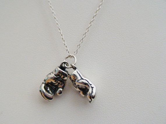 BOXING GLOVES Sterling Silver Charm Necklace