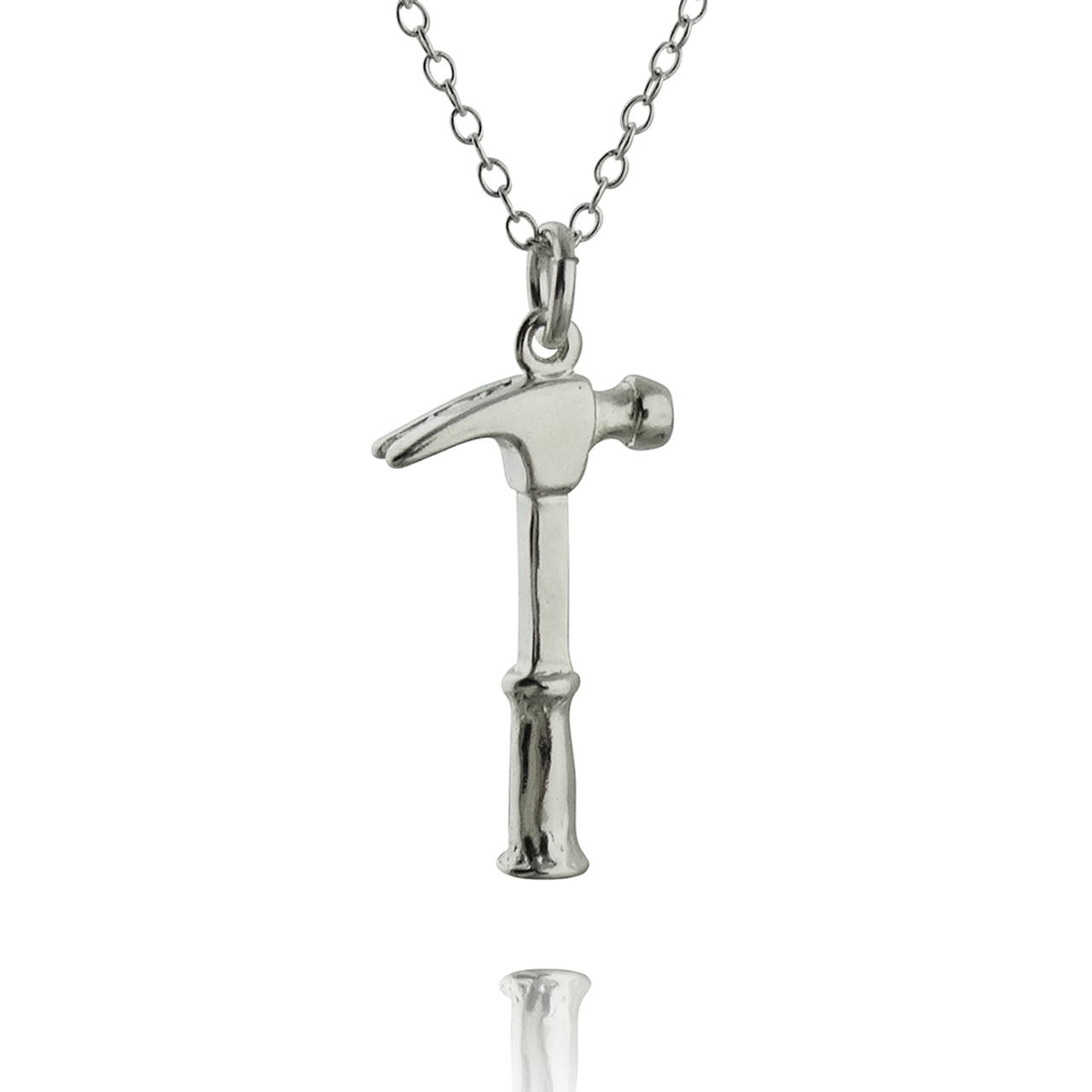 3D Hammer Charm Necklace - Sterling Silver - FashionJunkie4Life