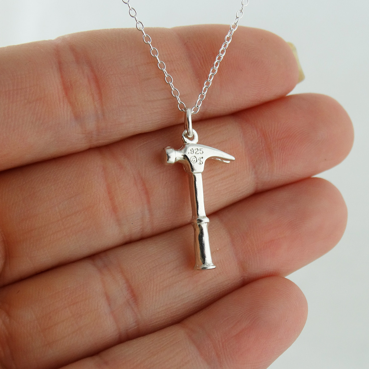 3D Hammer Charm Necklace Sterling Silver FashionJunkie4Life