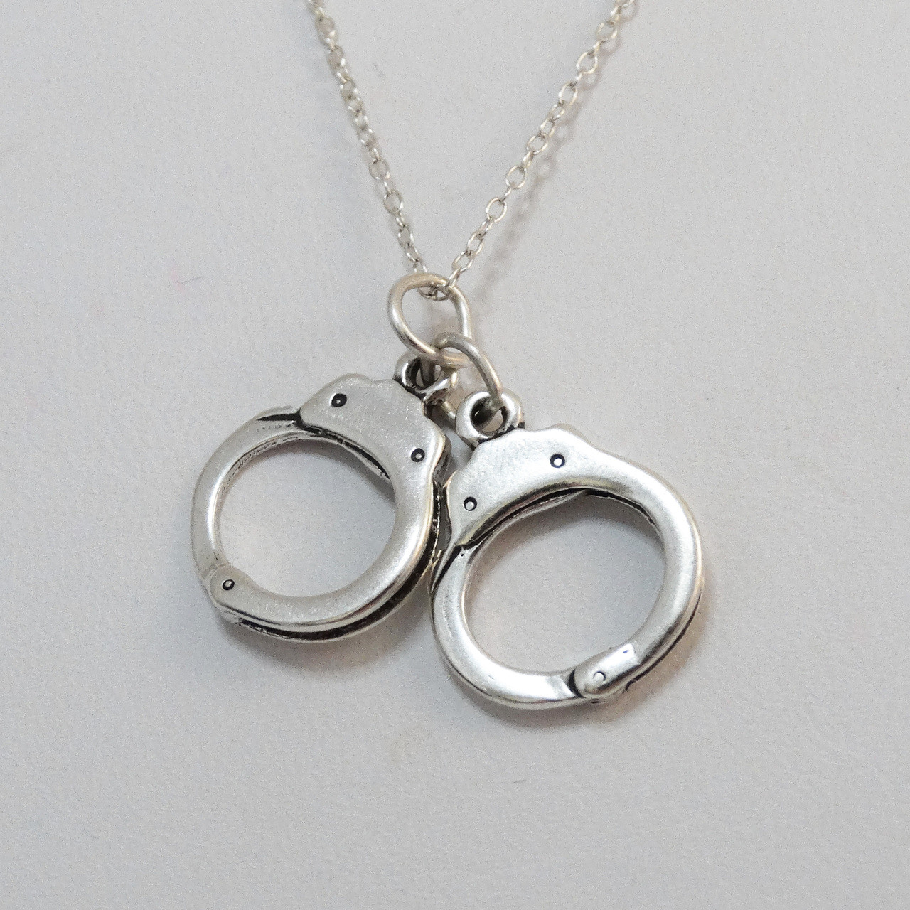 Handcuffs - Sterling Silver Charm Necklace