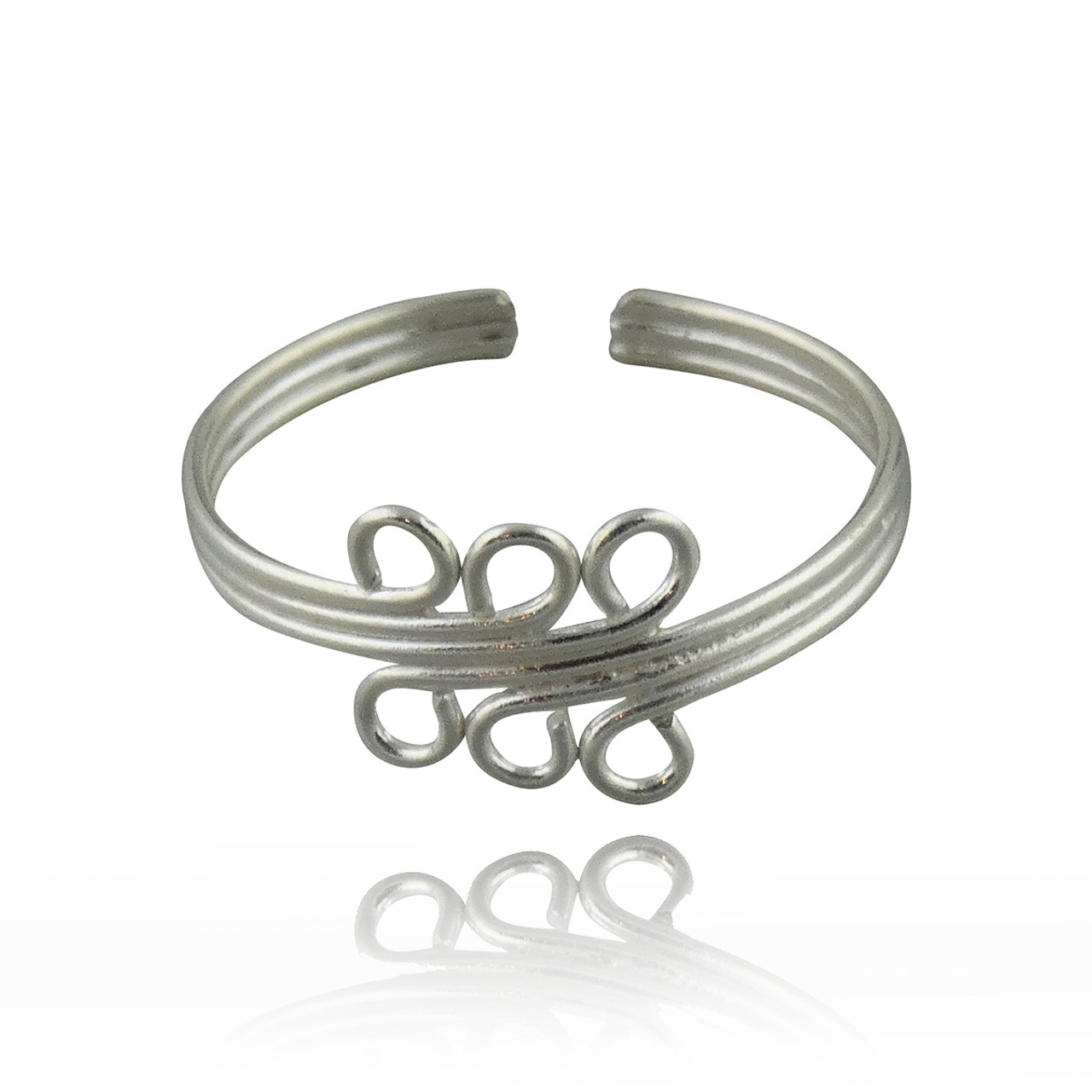 Silver Double Swirl Toe Ring Sterling Silver 925 Best Deal Adjustable Jewelry
