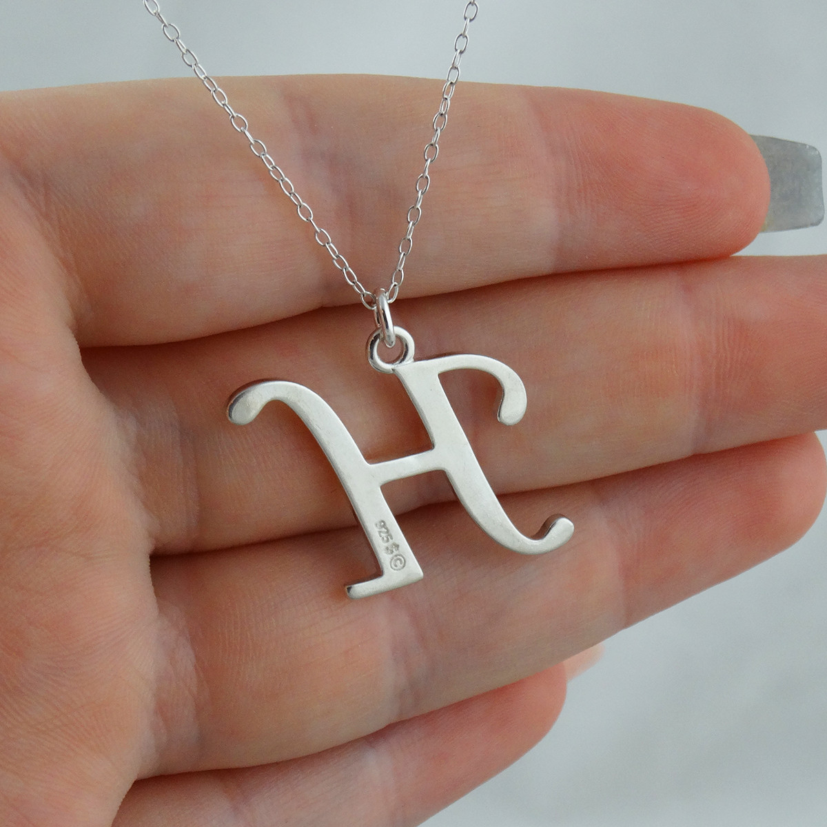 Script Letter H Charm Necklace, Sterling Silver FashionJunkie4Life