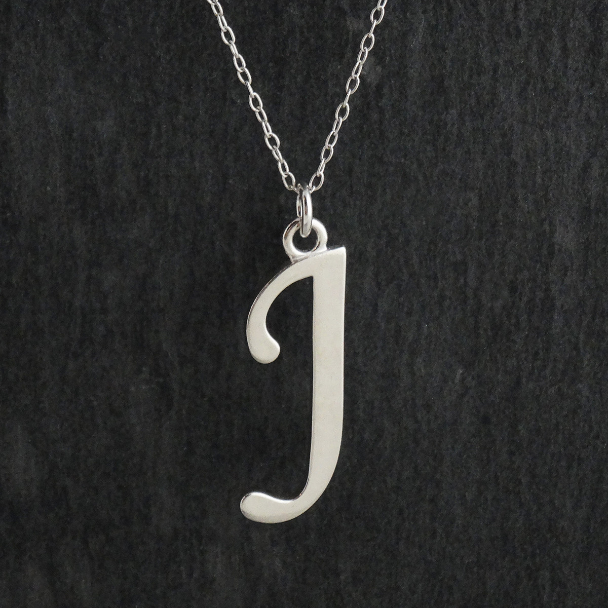 Script Letter J Charm Necklace 