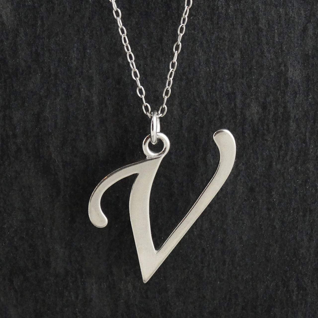 Lafonn Letter 'V' Platinum-Plated Simulated Diamond Pendant (0.04 CTTW):  Precious Accents, Ltd.