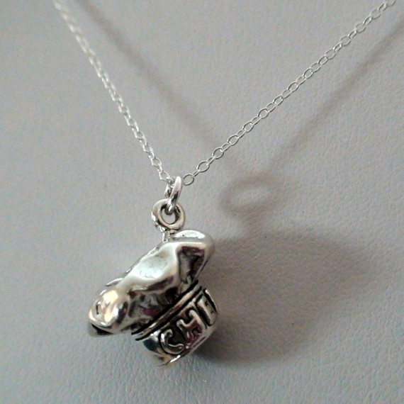Chef Hat Sterling Silver Charm Necklace
