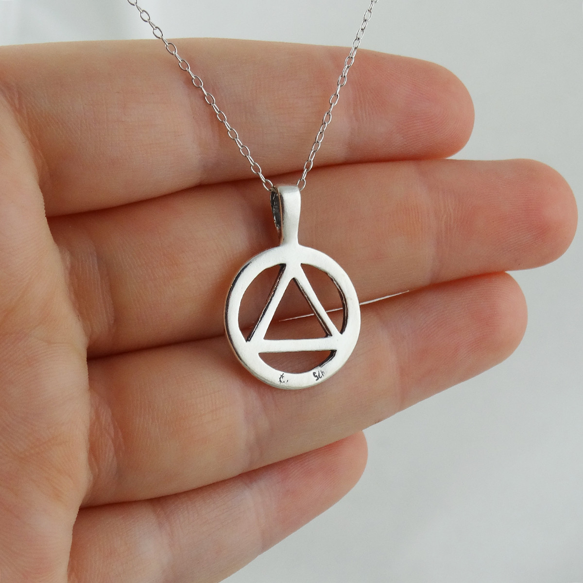 Alcoholics Anonymous AA Symbol Triangle in Circle Pendant Necklace ...
