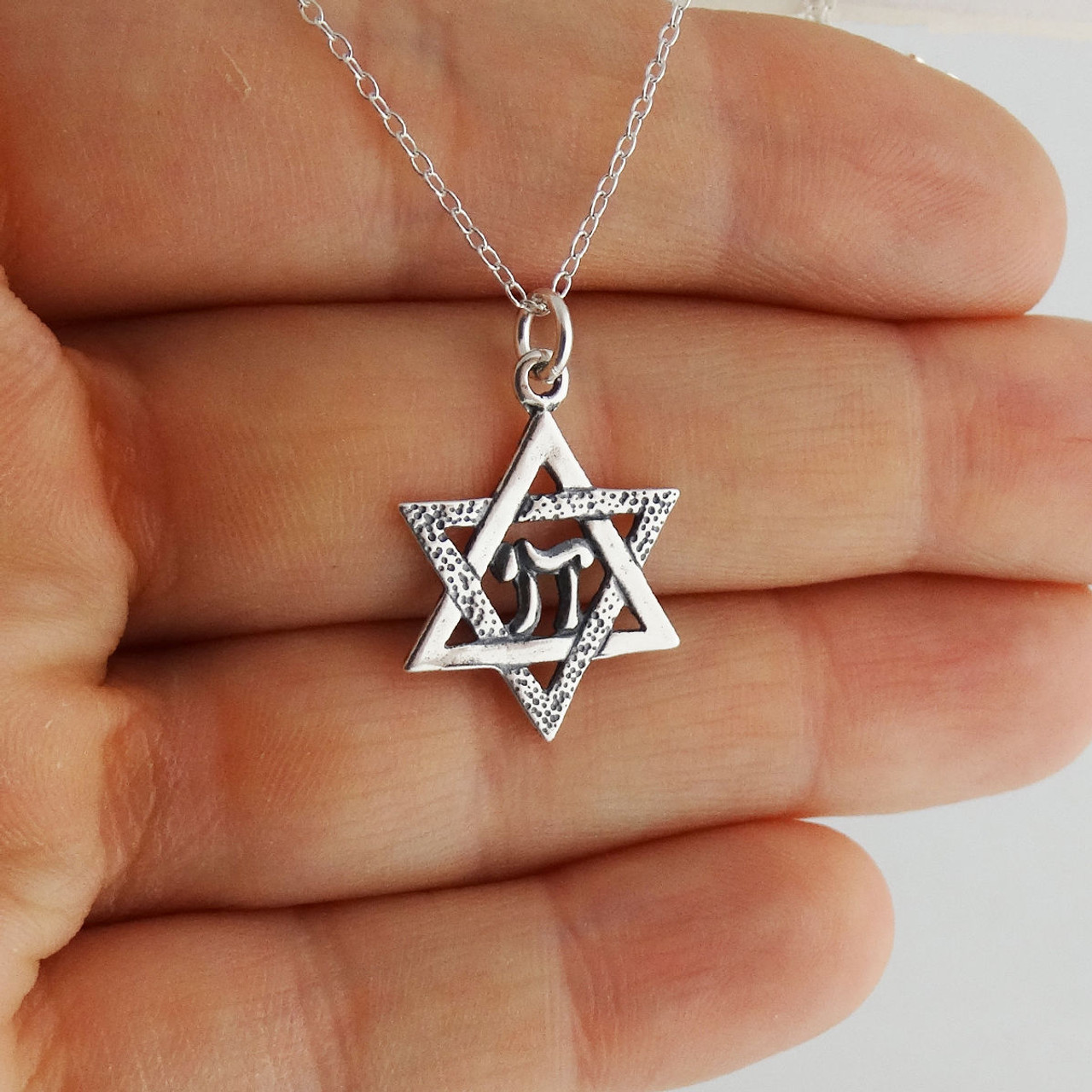Star of David with Chai Necklace - 925 Sterling Silver - FashionJunkie4Life