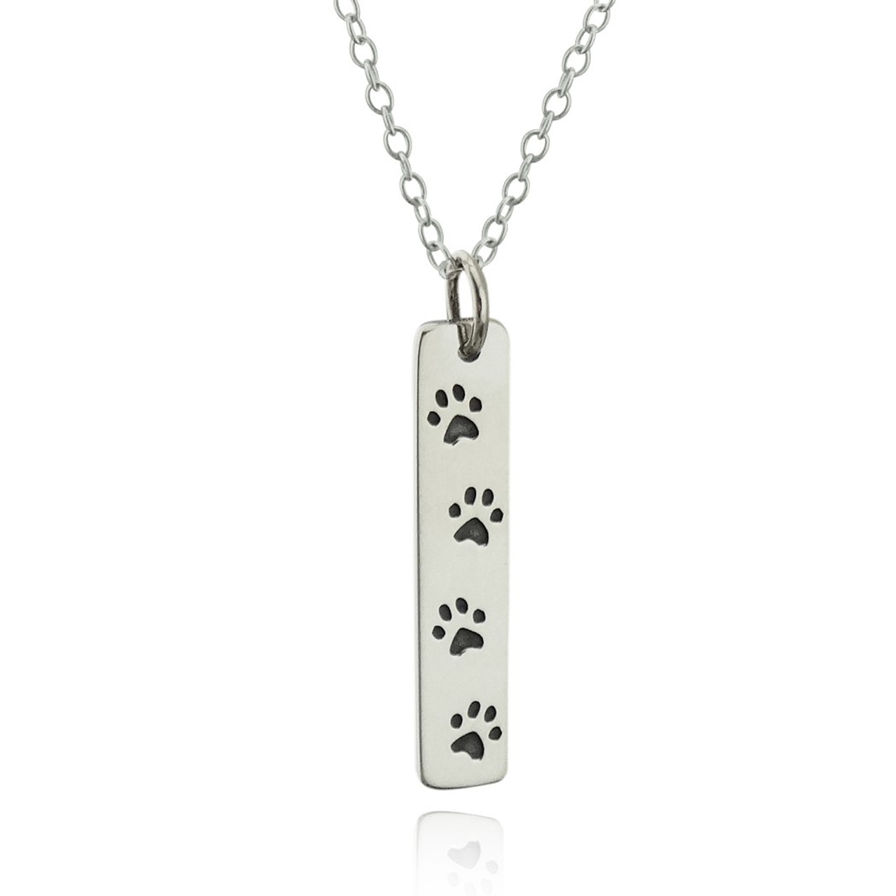 S925 Sterling Silver Paw Print Dog Bone Infinity Pendant Necklace 18