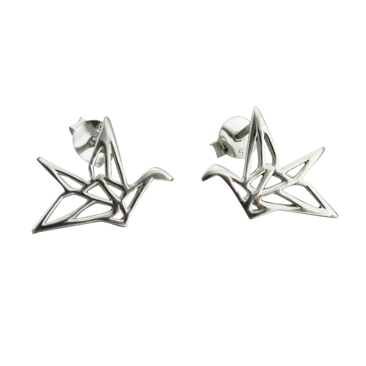 New Sterling Silver Cubic Zirconia Lightning Bolt Stud Earrings