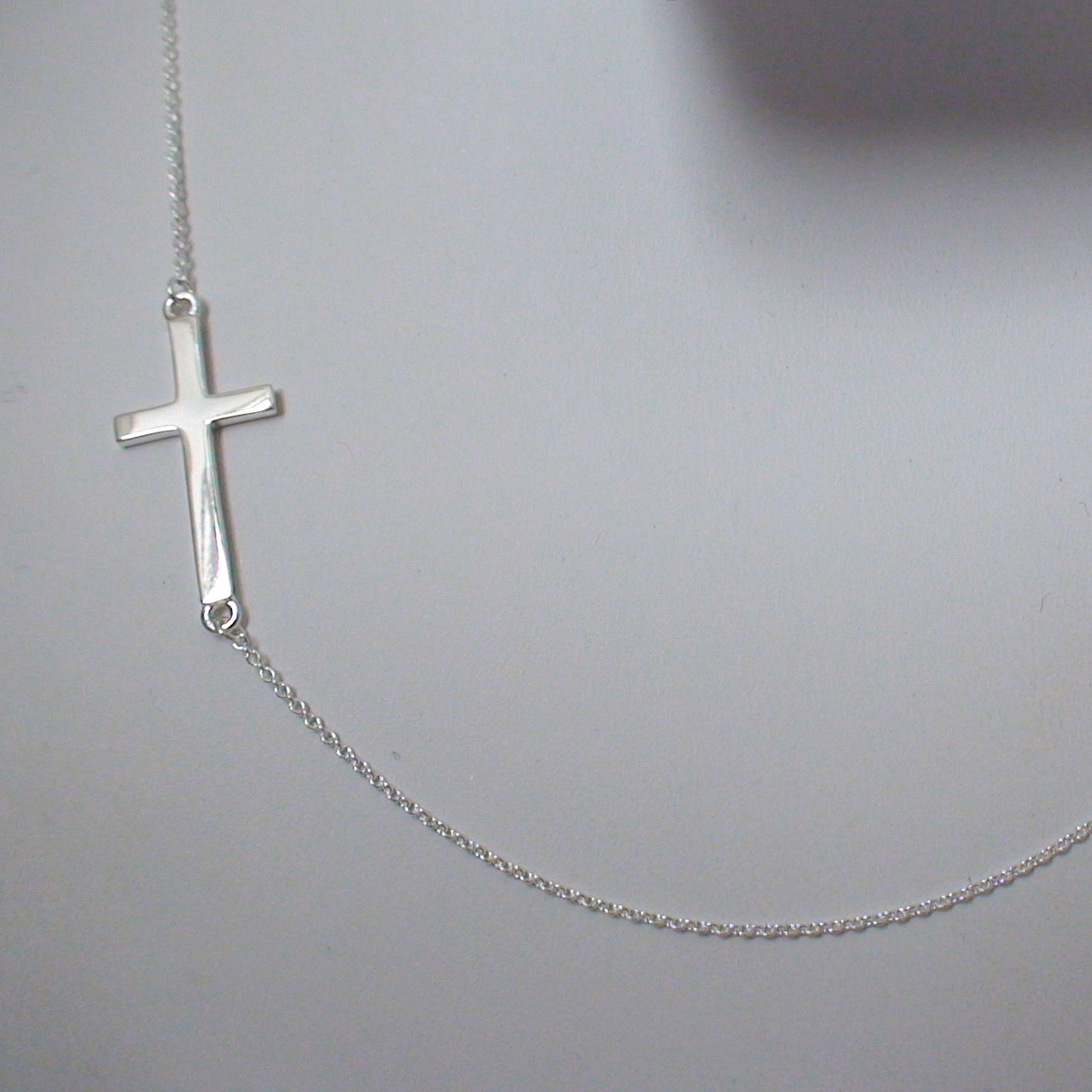 Sideways Cross Necklace - 925 Sterling Silver