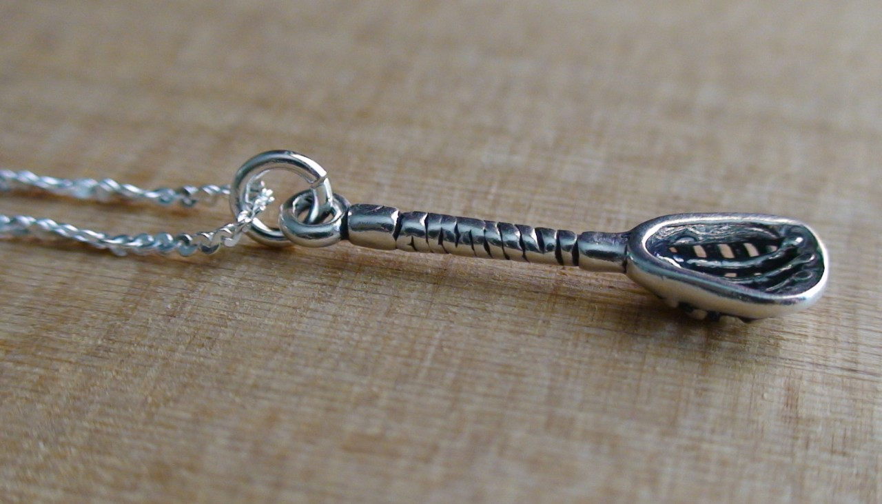 Sterling Silver Lacrosse Stick Necklace