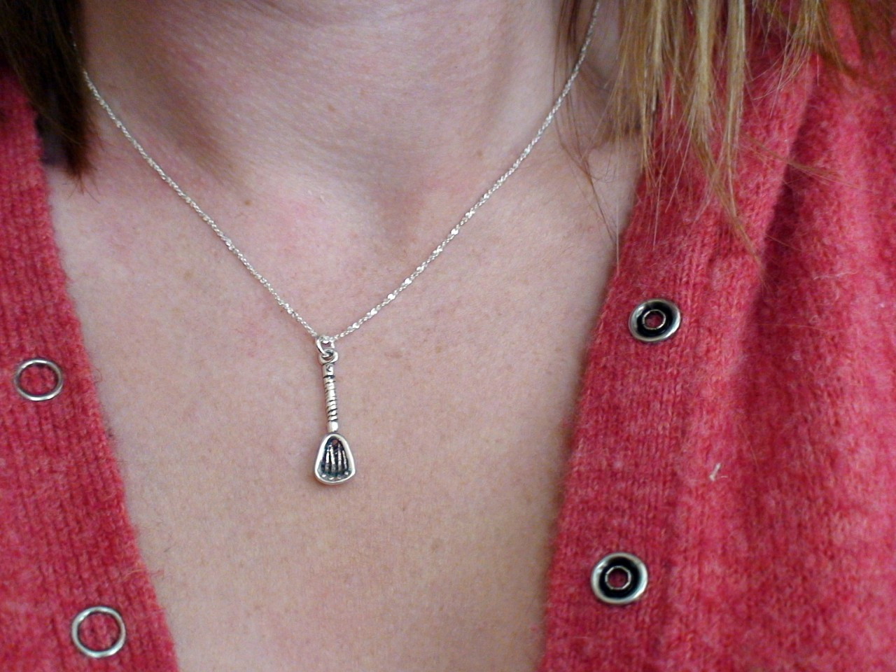 Sterling Silver Lacrosse Stick Necklace