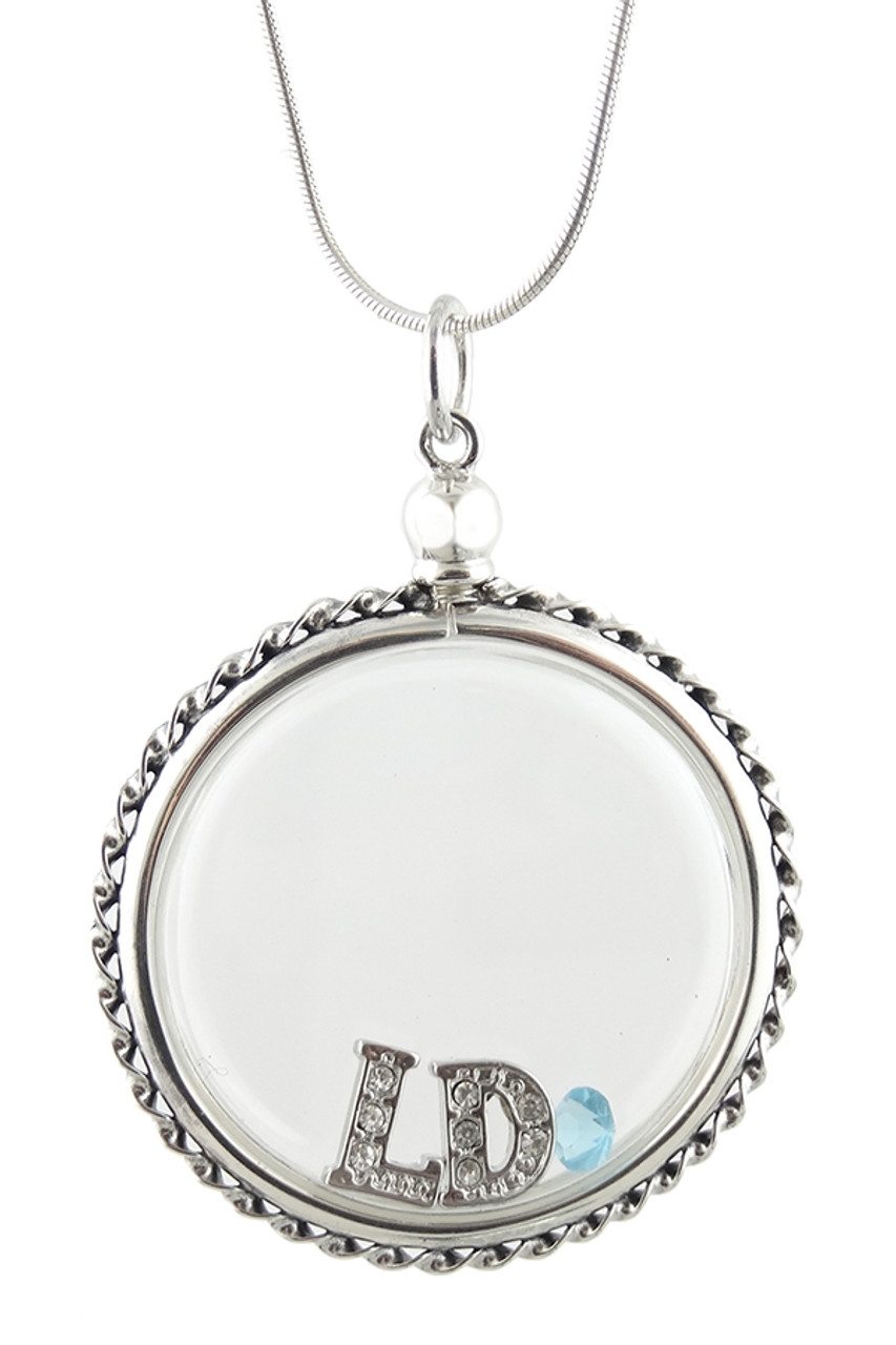 CLEAR GLASS ROUNDED GLASS LOCKET MEMORIAL JEWELRY