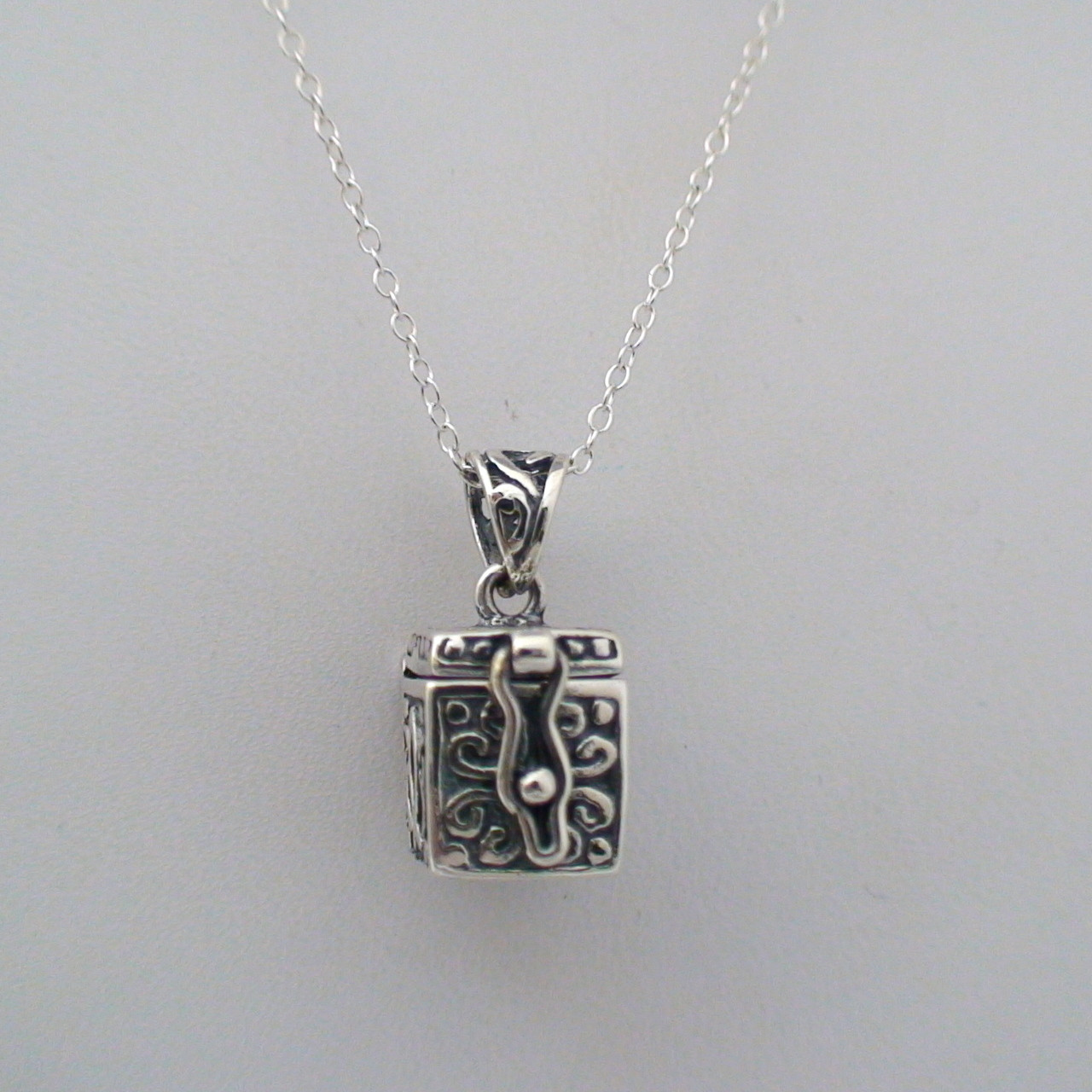 Sterling Silver Prayer Box Necklace