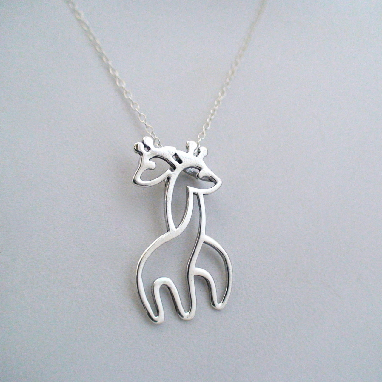 Sterling Silver Hugging Giraffe Necklace