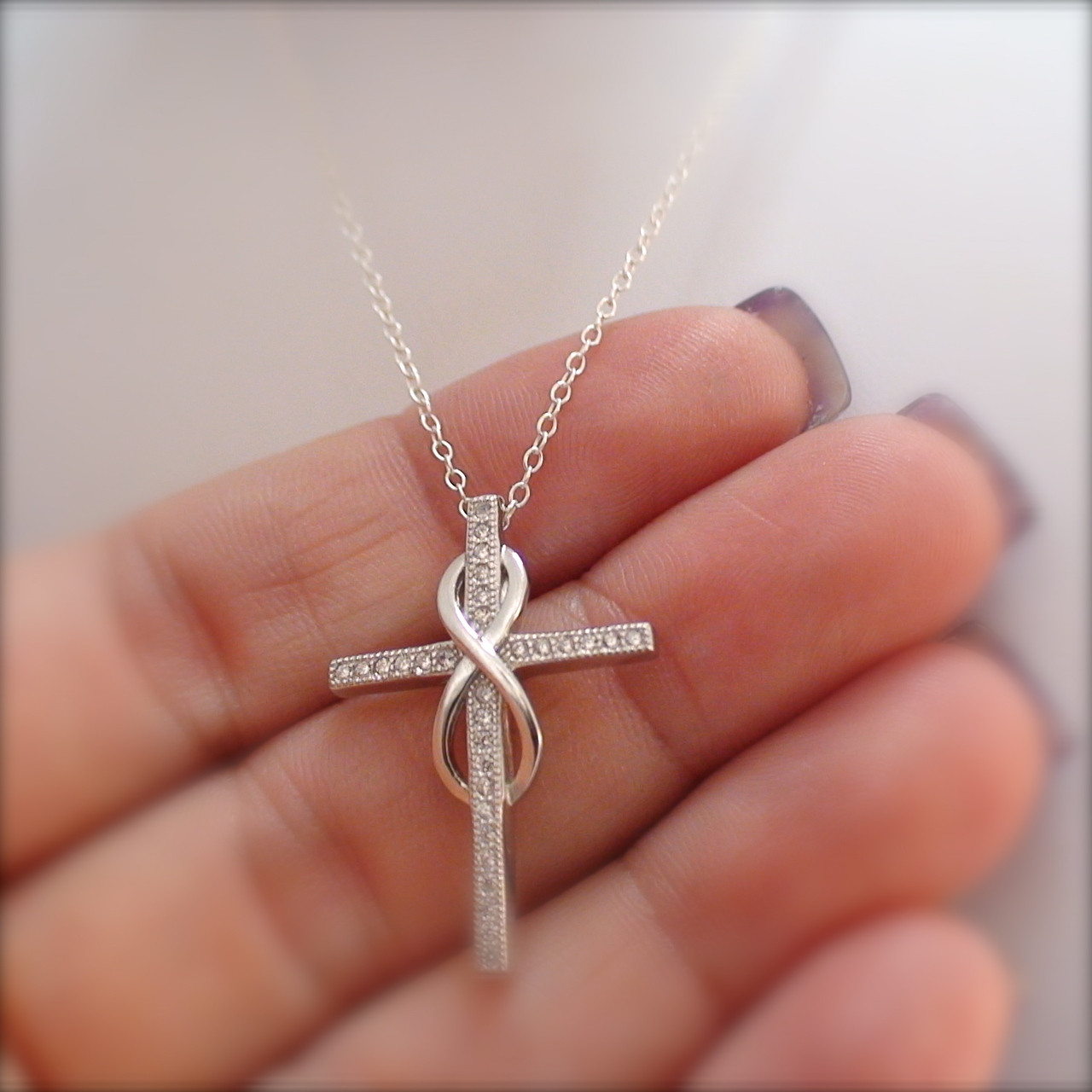 Sterling Silver Infinity Cross Necklace