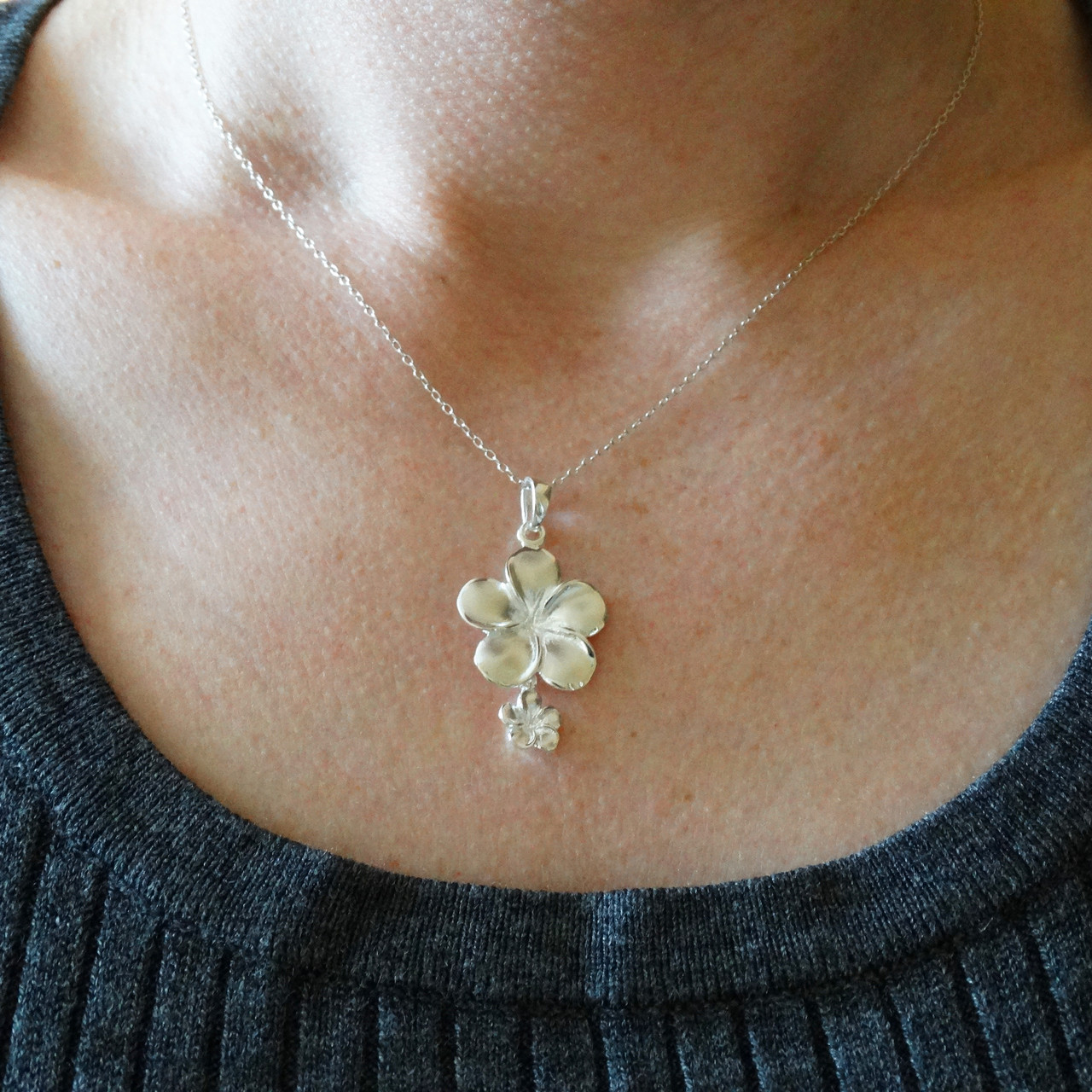 Sterling Silver Plumeria Necklace FashionJunkie4Life