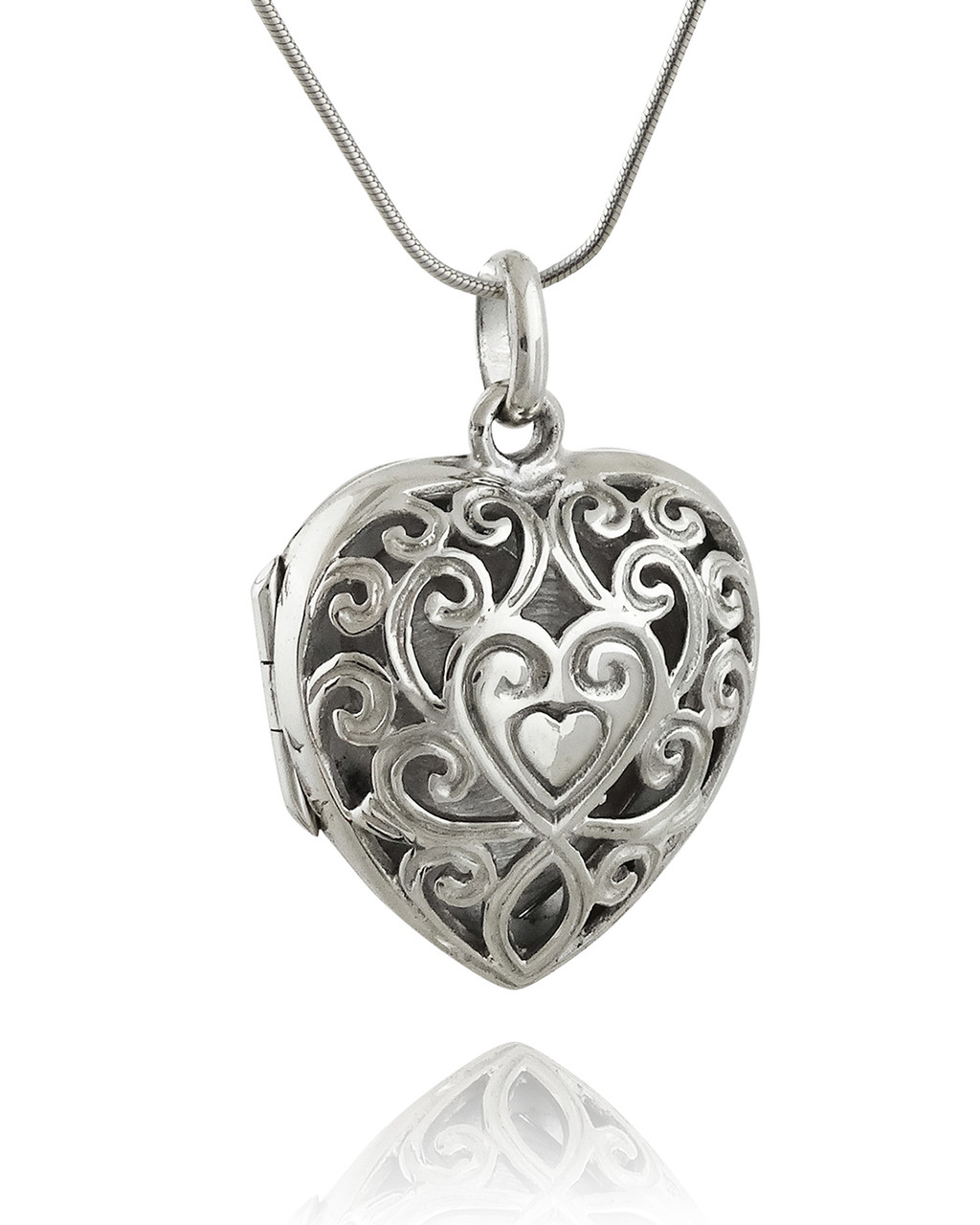 silver filigree heart locket