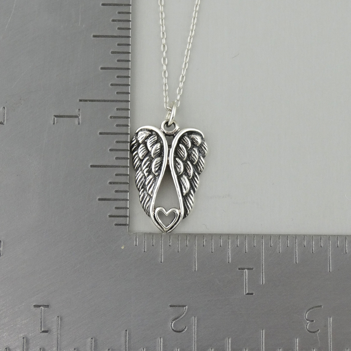 Angel Wing Heart Necklace in Sterling Silver