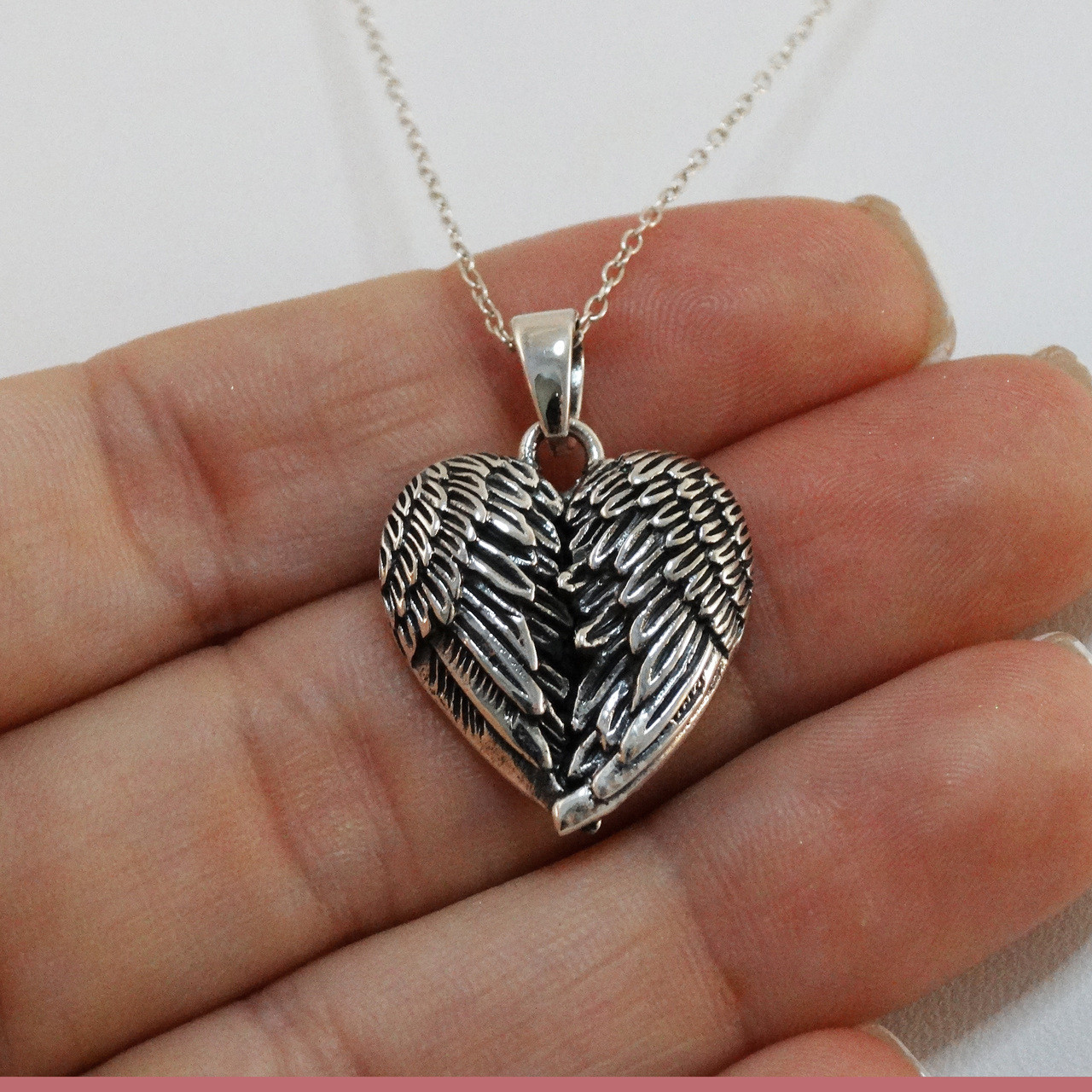 Angel pendant necklace silver clearance