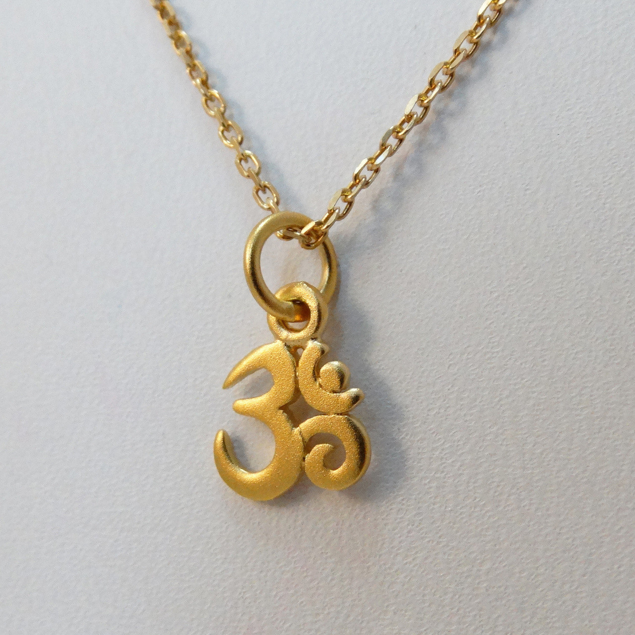 Gold Tiny Ohm Necklace in Sterling Silver