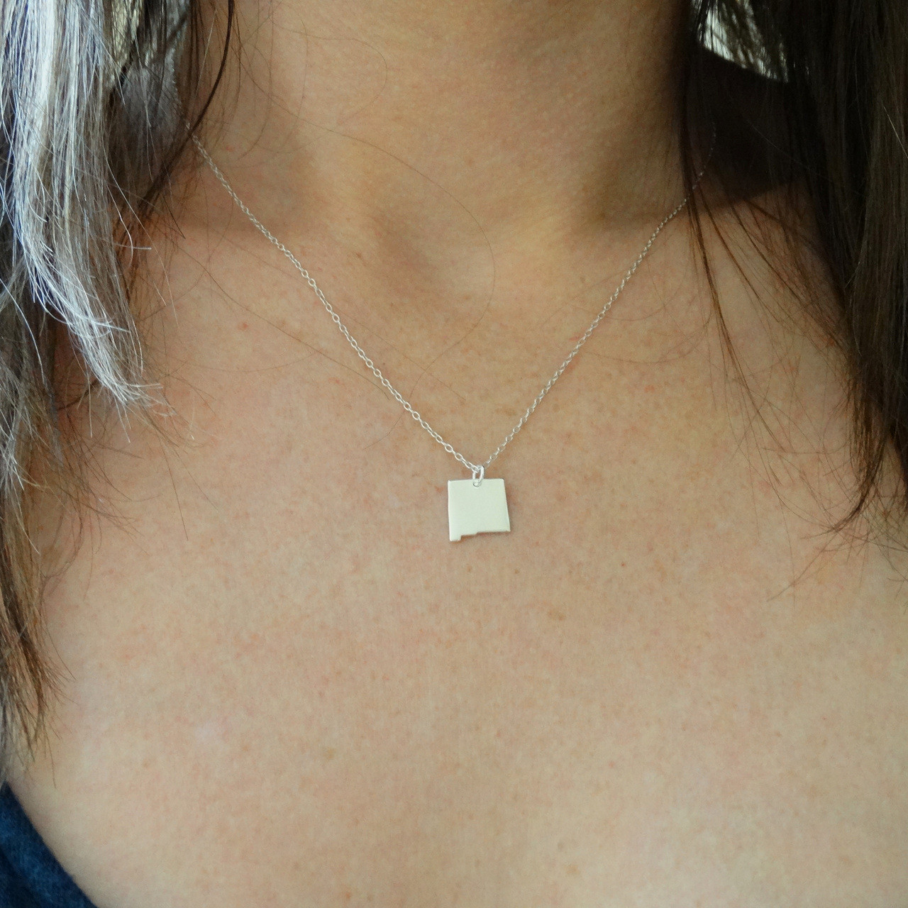 New Mexico State Map Charm Pendant – 925 Sterling Silver, Made In USA - View #7