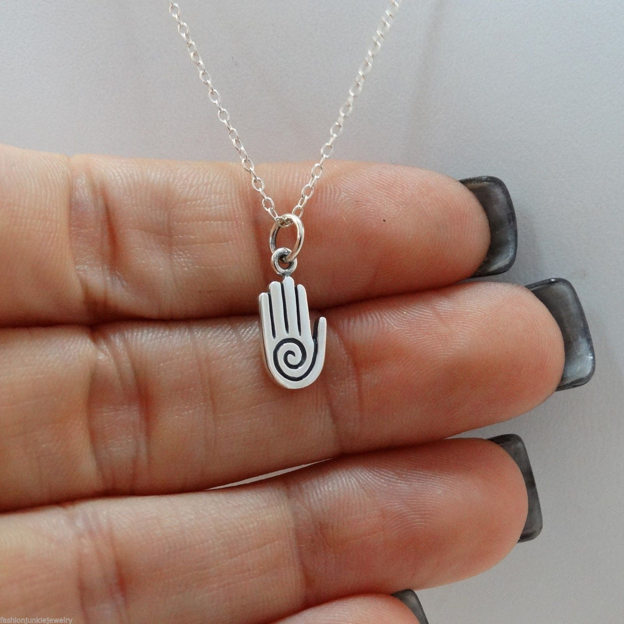 Healing Hand Charm Necklace in Sterling Silver