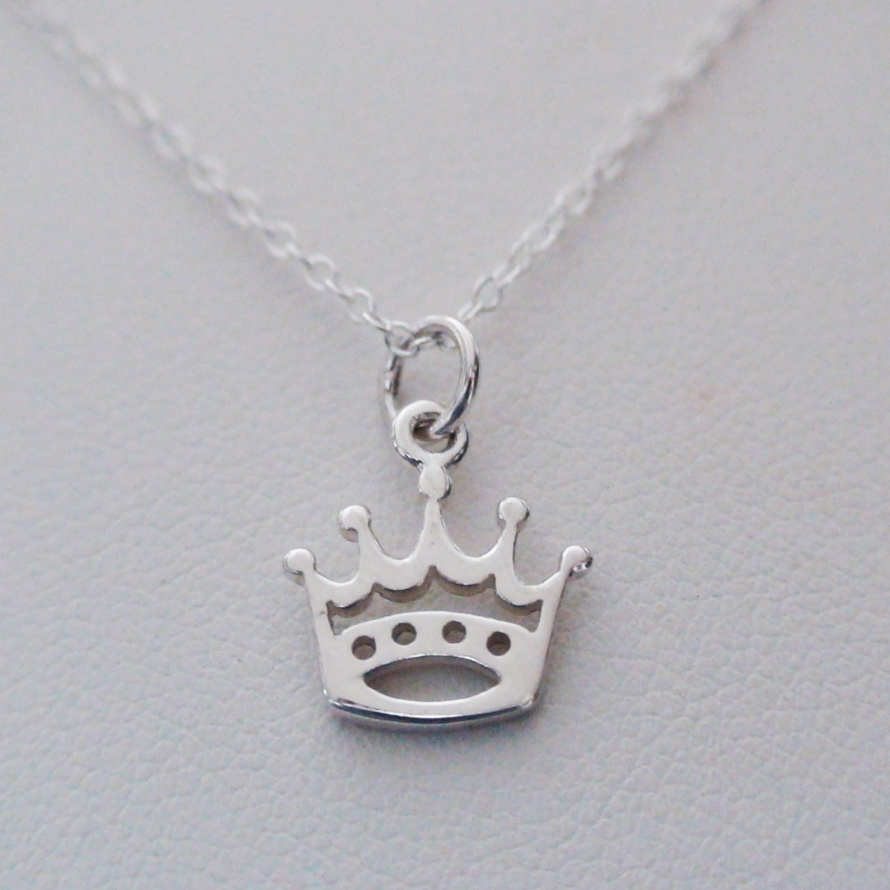 Petite Princess Crown Sterling Silver Charm Necklace