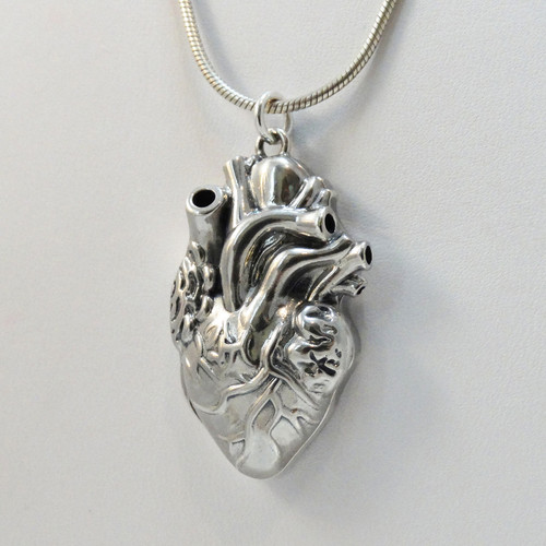 Anatomical Heart Locket Necklace in Sterling Silver | FashionJunkie4Life.com