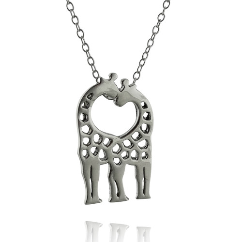 Sterling Silver Kissing Giraffes Necklace | FashionJunkie4Life