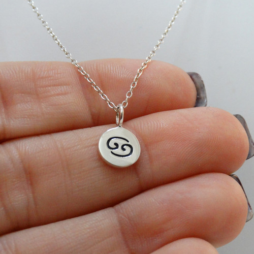 Tiny Cancer Charm Necklace - Sterling Silver Tiny Cancer Charm Necklace - Sterling Silver