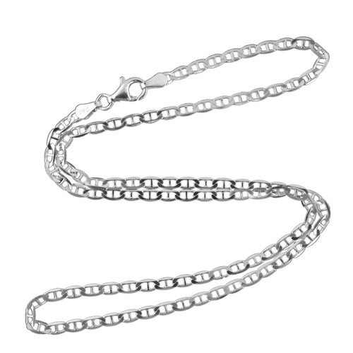 2.7mm Flat Marina or Mariner Chain Necklace - 925 Sterling Silver
