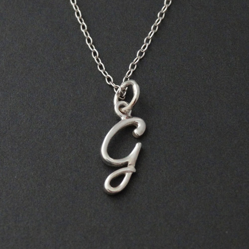 Sterling Silver Tiny Letter F Necklace 