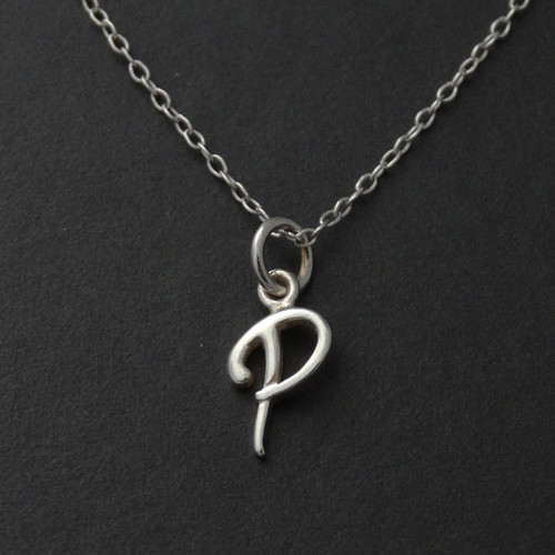 Tiny Initial Letter P Necklace - Sterling Silver