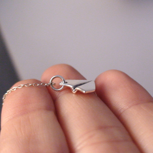 Paper Plane pendant Necklace cord gift trendy airplane charm cute
