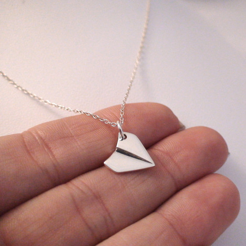 Silver Paper Airplane Necklace