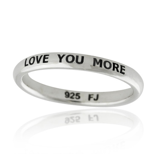 Love You More Stackable Affirmation Band Ring - 925 Sterling Silver Love You More Stackable Affirmation Band Ring - 925 Sterling Silver